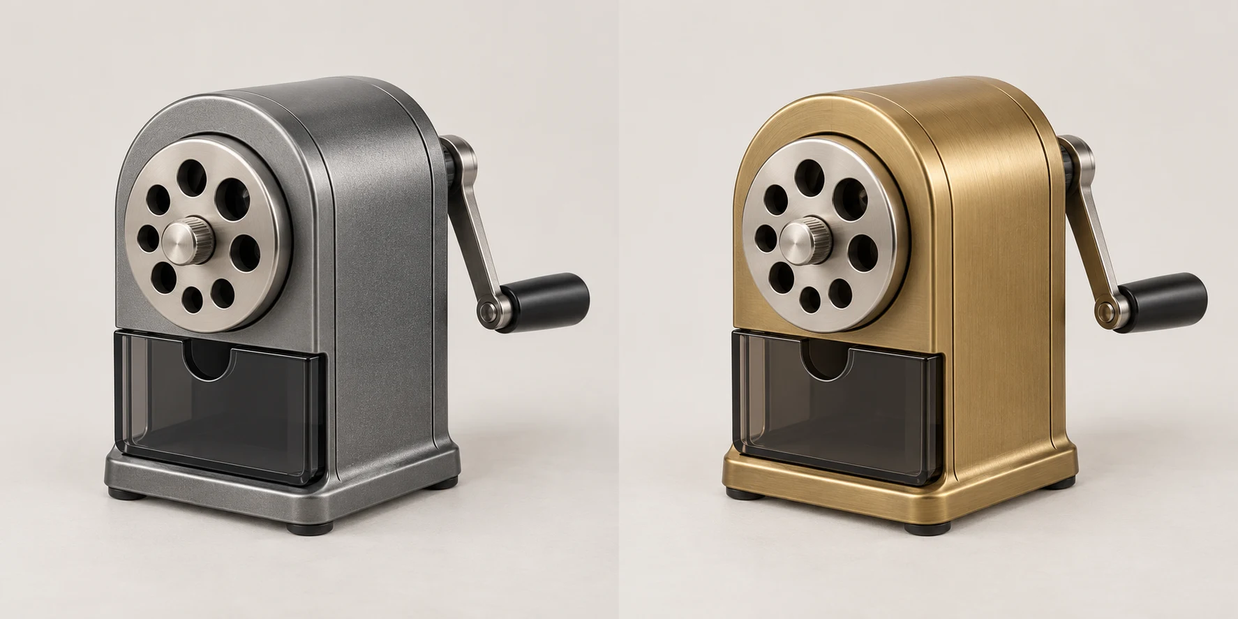 Machinist Dial manual pencil sharpener in Steel Gray